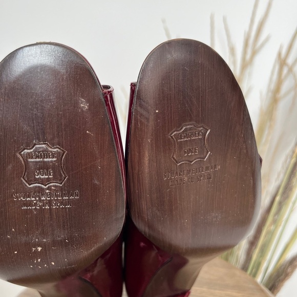 Stuart Weitzman Burgundy Peep-Toe Heels size 10 - Picture 7 of 9